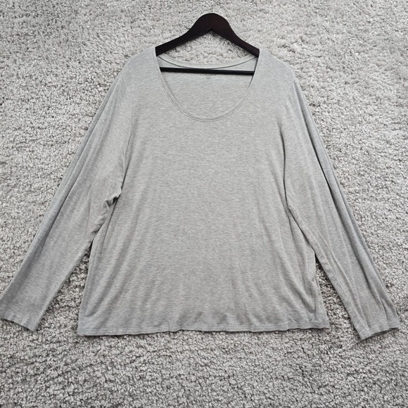 Eileen Fisher Shirt Womens 3X Gray Long Sleeve Pullover Stretch Scoop Neck‎ - Picture 1 of 12